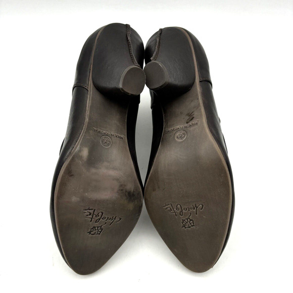 NEW Chocolate Negro Brown Genuine Leather Block Heel Chelsea Boot US8.5 EU39 - Picture 14 of 16